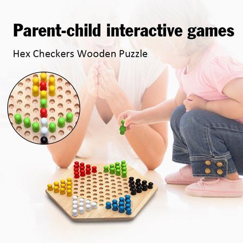 Jeux De Dames Chinois Traditionnels Hexagonaux En Bois, Avec Jeu De Jeu De Maison Interactif Parent-Enfant Pour Jeu Familial