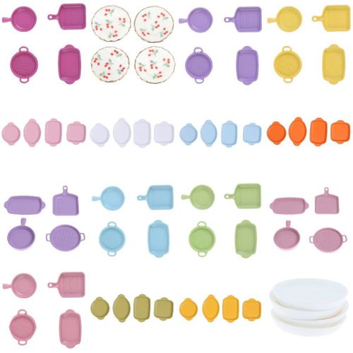 Maison De Poupée Colorée Miniature, Assiette À Plat, Jouet De Cuisine, Accessoires, Échelle 4 Pièces/Ensemble 1/12