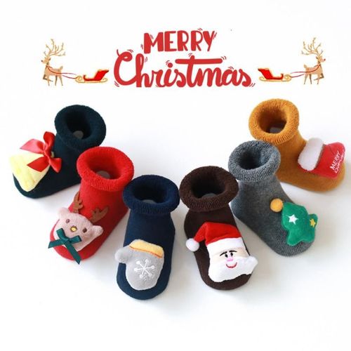 Chaussettes De Sol Confortables En Coton Éponge, 6 Couleurs, Paire, Antidérapantes, Chaudes, Pour Bébé, Mignonnes, Pour Noël, Pour Nouveau-Né