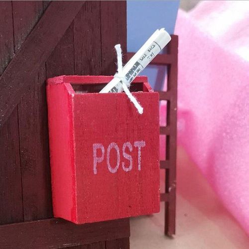 Maison De Poupée Miniature Rétro Rouge, Boîte Aux Lettres Avec Journal, Accessoires, Bricolage, 1:12