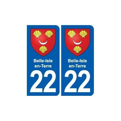 22 Belle-Isle-En-Terre Blason Ville Autocollant Plaque Sticker - Arrondis