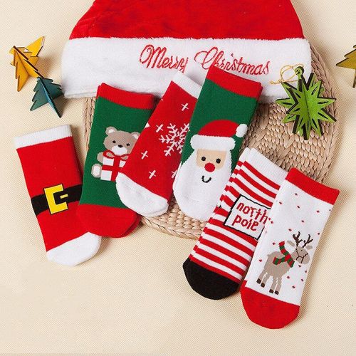 Chaussettes En Coton Chaudes Et Colorées Pour Enfants, 6 Couleurs, Pour Noël, Hiver, Automne