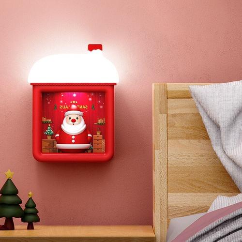 Lampe Led Pour Maison De Neige, Mignon Dessin Animé Père Noël Bonhomme De Neige Kitty Poupée Usb Rechargeable Montage Mural Table Veilleuse Décor De Noël