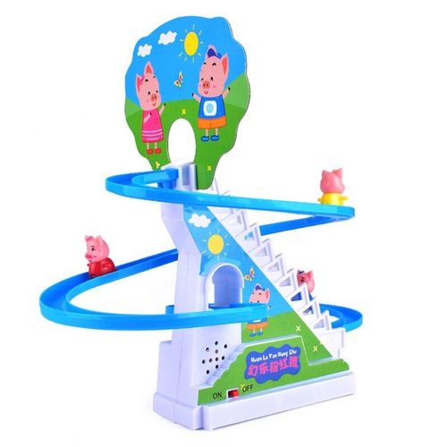 Rampe De Musique Légère Pour Enfants, Glissade, Cadeau D'anniversaire, Dessin Animé, Cochon, Jouet Électrique Pour Monter Les Escaliers
