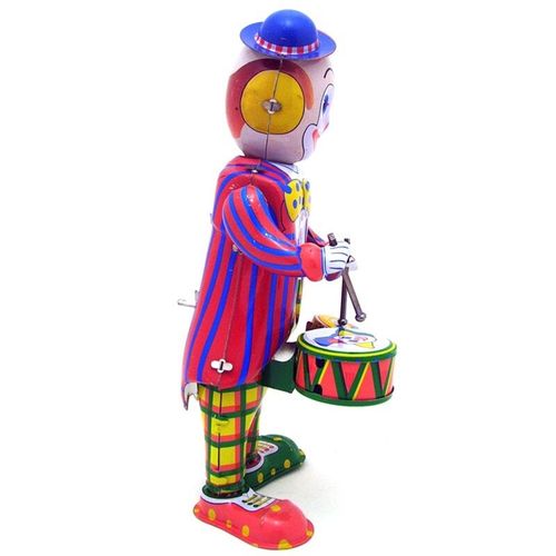 Jouet À Remonter De 8 Pouces, Clown, Battement De Tambour, Décoration De Table Rétro En Fer Mécanique Avec Engrenage À Ressort Pour Bébé Et Enfant, Faveur De Fête Qx2d
