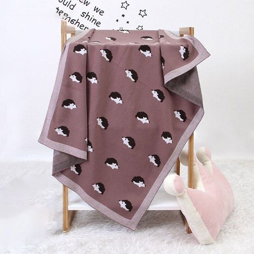 Poussette De Bébé 100x80cm, Couverture Tricotée Pour Emmailloter Le Nouveau-Né, Couette De Literie Imprimée Hérisson