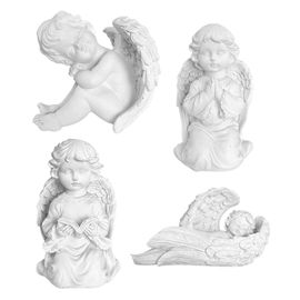 Statue D'ange Blanc Vintage, Sculpture Commémorative D'ange À Genoux, Sculpture D'ange À Ailes, Artisanat Pour Maison Et Jardin