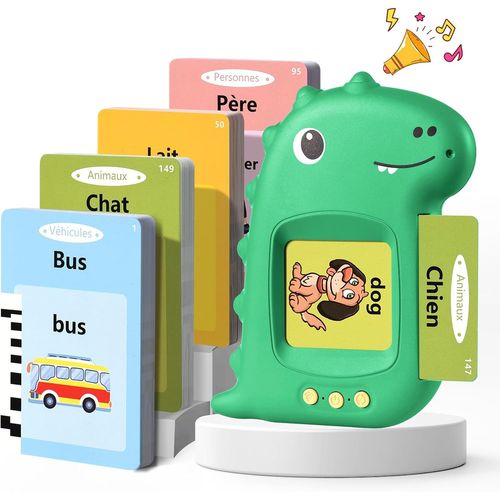 Cartes Flash Parlantes Cartes Éducatives Pour Enfants Talking Flash Cards 112 Feuilles 224 Mots De 3+ Ans Montessori Jouets Éducatifs Pour Enfants D'anniversaire Pour (Vert Français)