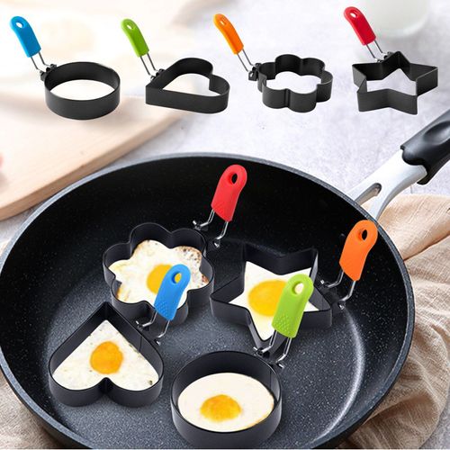 Moules À ¿Ufs Frits En Acier Inoxydable, 4 Styles, En Forme De Crêpe, Omelette, C¿Ur, Étoile, Ustensile De Cuisine