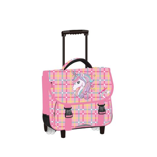 Cartable à roulettes Licorne pour fille- CM1-CM2- début collège- Avenuedusac.