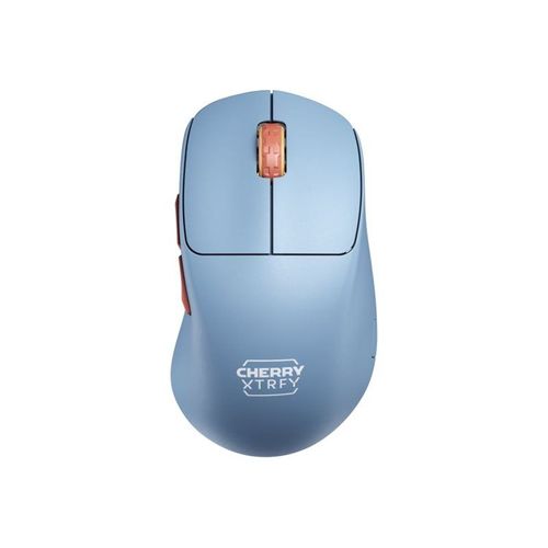 CHERRY Xtrfy M64 - Souris - ergonomique - optique - 5 boutons - sans fil - 2.4 GHz - récepteur sans fil USB - bleu