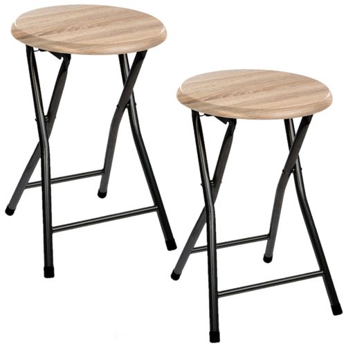 Lot De 2 Tabourets Pliants En Métal Et Mdf