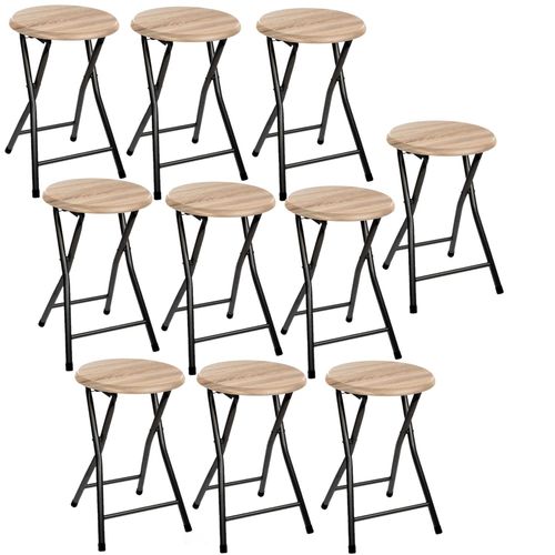 Lot De 10 Tabourets Pliants En Métal Et Mdf