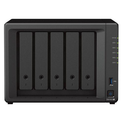 Synology Disk Station DS1522+ - Serveur NAS - 5 Baies - SATA 6Gb/s - RAID RAID 0, 1, 5, 6, 10, JBOD - RAM 8 Go - Gigabit Ethernet - iSCSI support