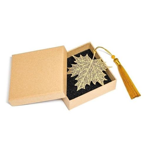 Marque-Page Original Feuille D'érable Avec Pompon Et Boîte Cadeau