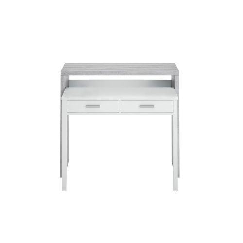 Bureau 2 Tiroirs 99x36x88 Cm Blanc Et Béton