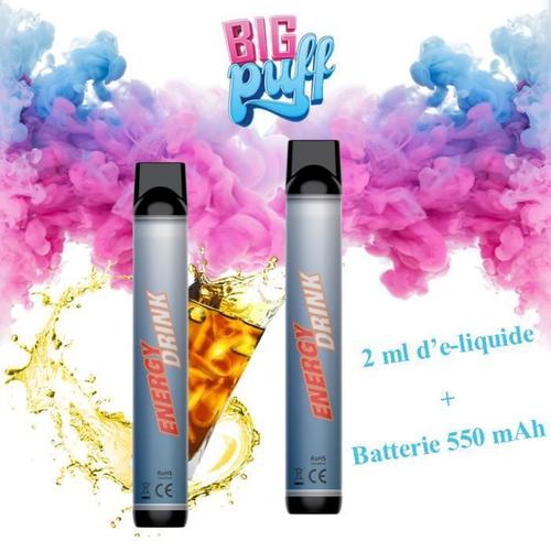 BIG PUFF - 2 cigarettes électroniques jetables Energy Drink 0 mg