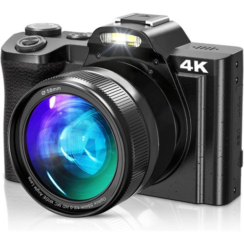 Le noir Caméra vidéo numérique 4K pour YouTube HD, caméscope 48mp, Vlogging, WiFi, écran tactile IPS 3.5