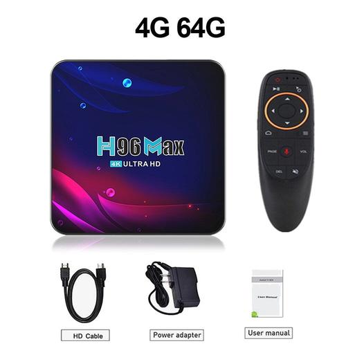 Ue Plug - 4G 64G G10S - Android 11 TV Box 4K Android TV Box 2021 H96 MAX V11 Boîte de TÉLÉVISION Intelligente 2.4G 5.8G WIFI Google Voice Décodeur H96max