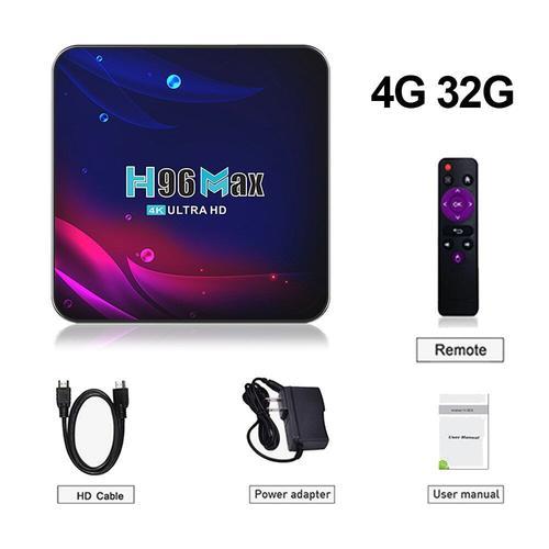 Ue Plug - 4G 32G - Android 11 TV Box 4K Android TV Box 2021 H96 MAX V11 Boîte de TÉLÉVISION Intelligente 2.4G 5.8G WIFI Google Voice Décodeur H96max