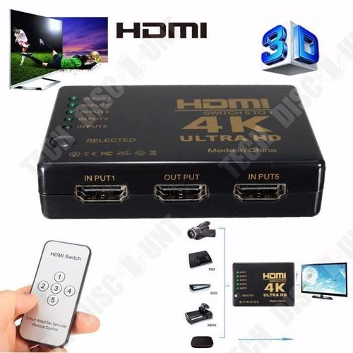 TD® 3D 4K 5 Port HDMI Switch Commutateur Répartiteur Splitter Hub - switch à 5 ports HDMI - convertisseur TV pour appareils