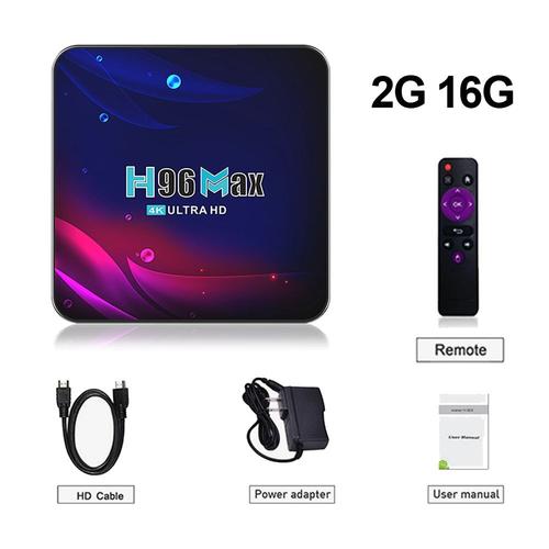 Ue Plug - 2G 16G - Android 11 TV Box 4K Android TV Box 2021 H96 MAX V11 Boîte de TÉLÉVISION Intelligente 2.4G 5.8G WIFI Google Voice Décodeur H96max