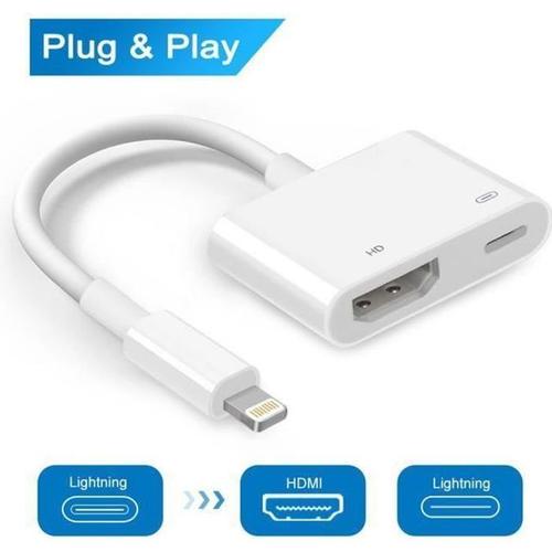 ChangM® Lightning vers Câble Adaptateur HDMI Adaptateur AV Numérique pour iPhone X/8/7/6 iPad Air/mini/Pro HDTV 1080p