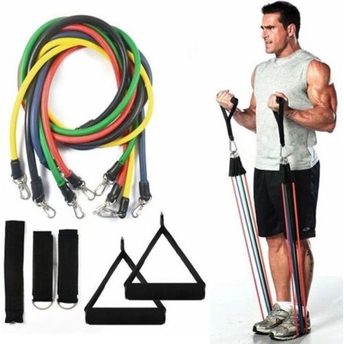11 Pcs / Set R?Sistance Tubes Gym Fitness Workout Exercice Poign?Es Bandes De Yoga