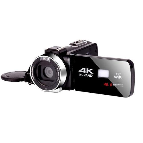 Le noir Avec 8G caméra vidéo 4K, 48mp, Zoom numérique 18X, pour Vlogging Youtube, 10 réflecteurs, 3.0 degrés