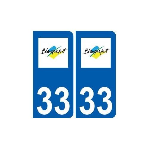 33 Blanquefort Logo Ville Autocollant Plaque Stickers - Arrondis - Bleu