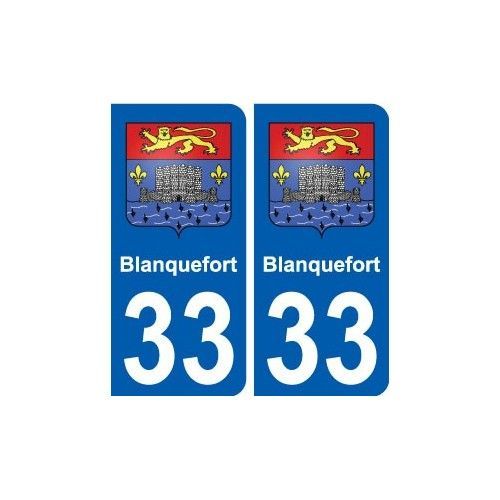 33 Blanquefort Blason Ville Autocollant Plaque Stickers - Arrondis - Bleu