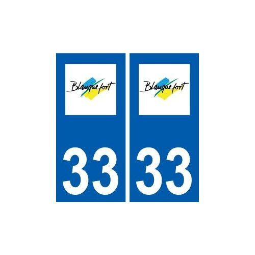33 Blanquefort Logo Ville Autocollant Plaque Stickers - Droits - Bleu