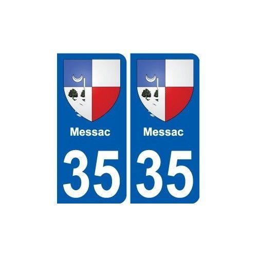 35 Messac Blason Autocollant Plaque Stickers Ville - Droits