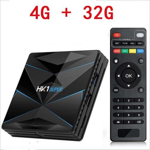 Ue Plug - Box TV 4G 32G - Boîtier Smart TV HK1 Super Android 10,RK3318, 4K/3D/Utral HD, décodeur rapide avec applications gratuites et Wifi Play Store et Google Assistant