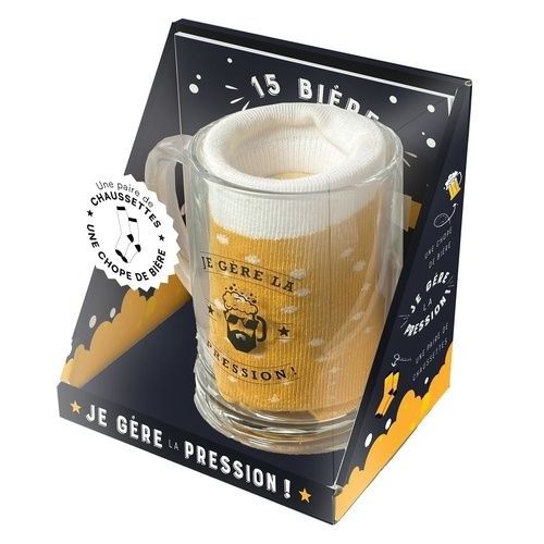Je Gère La Pression ! - Coffret Avec 1 Chope À Bière, 1 Paire De Chaussettes Et 1 Livret De Recettes De Cocktails