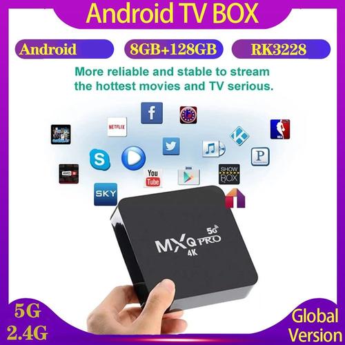 Ue Plug - MX3 - Boîtier Smart TV MXQ PRO 4K, Android 2.4/5G, 8 go + 128 go, WiFi, Rockchip 3229 /905HD 3D, lecteur multimédia décodeur