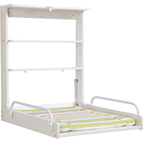 Roba Table À Langer Murale Pliante Avec Matelas À Langer Et Étagères Intégrées - Facile À Installer - Bois Blanc