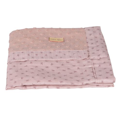 Couverture Bébé Roba Lil Planet 80x80 Cm Gots - Pois - Rose-Mauve