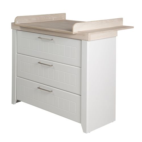 Commode À Langer Roba Helene - 3 Tiroirs - Gris Clair/Luna Elm