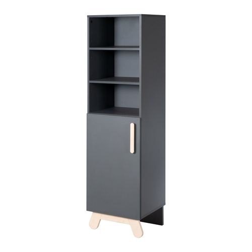 Étagère Bébé Sur Pied 'jara' En Bois - 3 Niches Et 1 Porte - Anthracite-Décor Hêtre Massif - Roba