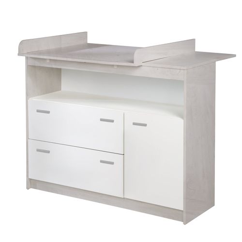 Roba Commode À Langer Julia - 2 Tiroirs + 1 Porte - Compartiment Ouvert - Bicolore