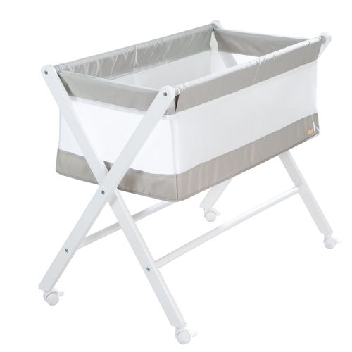 Berceau Cododo Pliable 90 X 45 Roba En Toile Et Maille + Matelas Et Roulettes À Freins - Gris / Blanc
