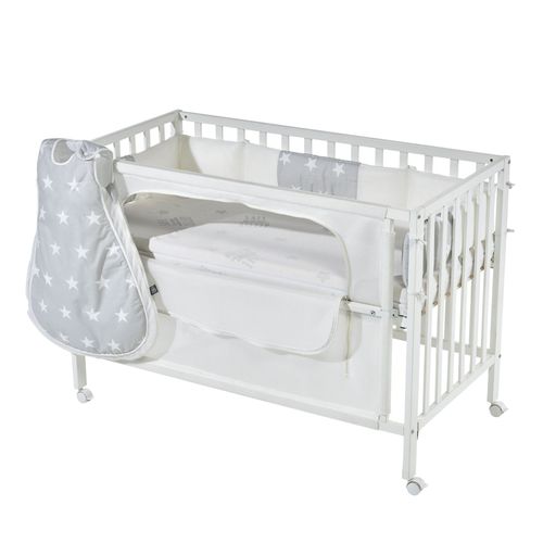 Lit Cododo Roba - Safe Asleep® - 60x120 Cm - Sterne Grau - Blanc Laqué