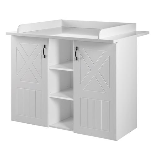 Commode À Langer Roba Constantin - 2 Portes 3 Niches - Hauteur À Langer 92 Cm - Blanc