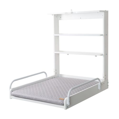 Roba Table À Langer Murale Pliante Avec Matelas À Langer Imperméable Et Étagères Intégrées - Facile À Installer - Bois Blanc