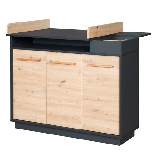 Commode À Langer Bébé Roba Lenn - Fermeture Douce - Anthracite / Décor Bois
