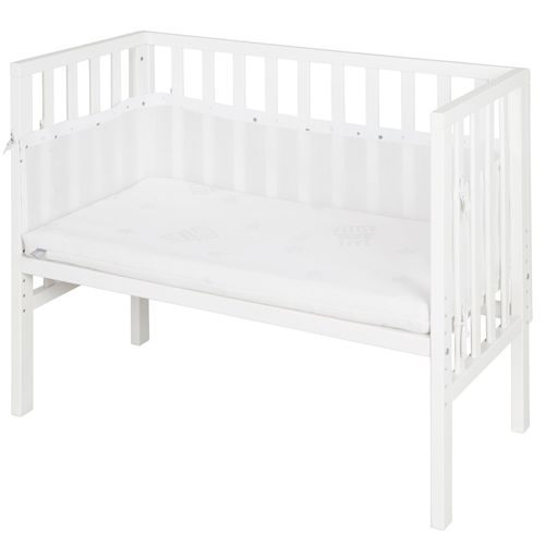 Roba Berceau Cododo 2en1 Réglable "Safe Asleep®" 90 X 45 Cm + Matelas + Barrière En Toile Et Pourtour En Maille - Bois Laqué Blanc