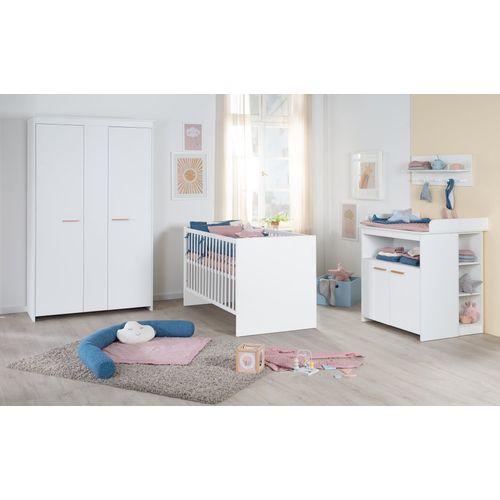 Ensemble De Chambre 'lilo' - Lit Évolutif 70x140 + Commode À Langer + Armoire - Blanc