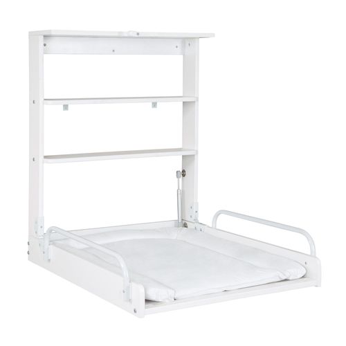 Roba Table À Langer Murale Pliante Avec Étagères Et Matelas À Langer Imperméable Résistant - Facile À Installer - Bois Blanc