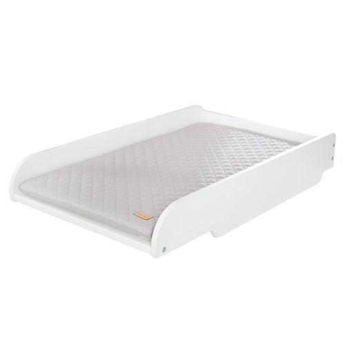 Roba Plan À Langer À Poser Sur Lit Bébé + Matelas Imperméable Roba Style Gris - Facile À Monter - Bois Laqué Blanc